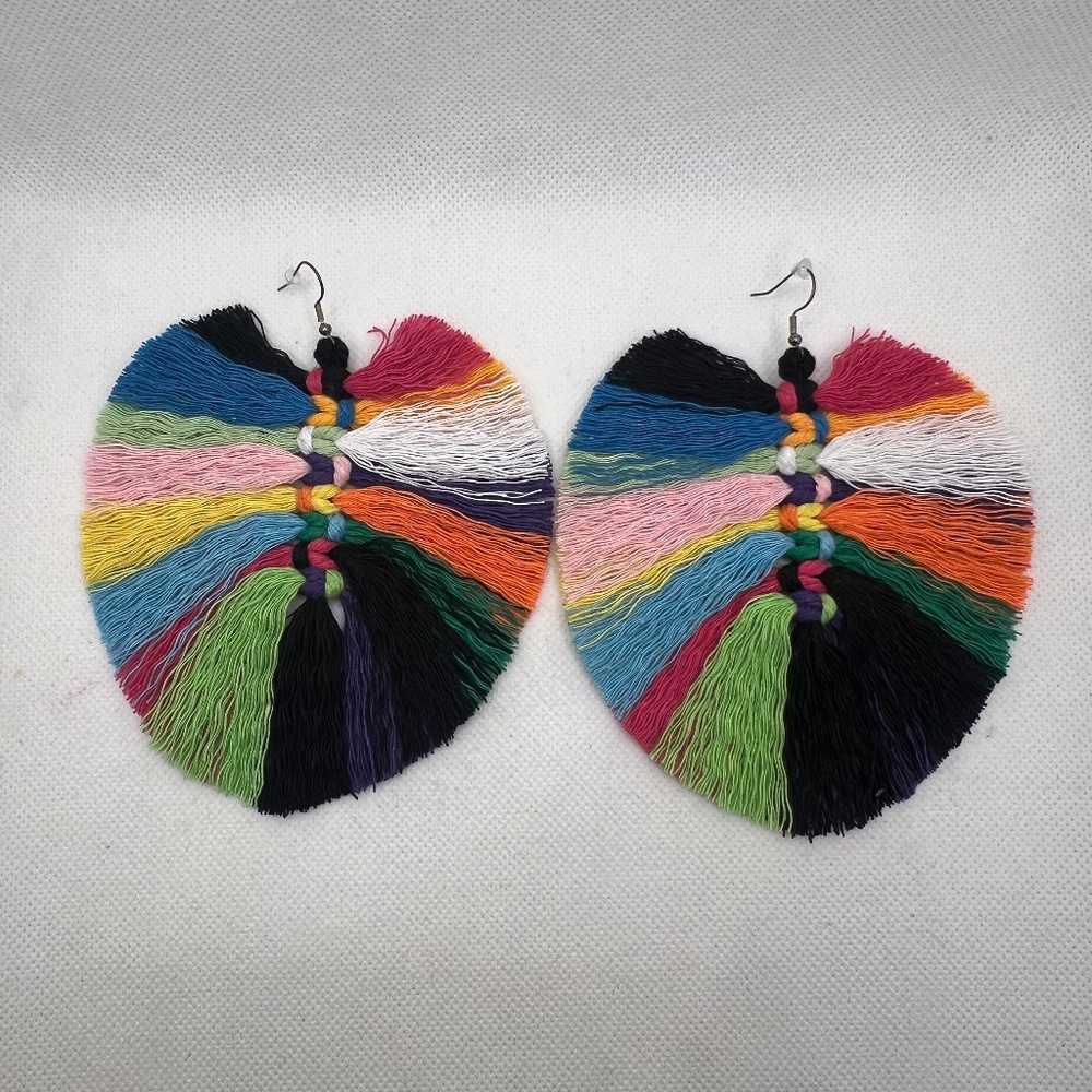 Multi Baby Pink Fringe Earrings